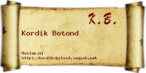 Kordik Botond névjegykártya